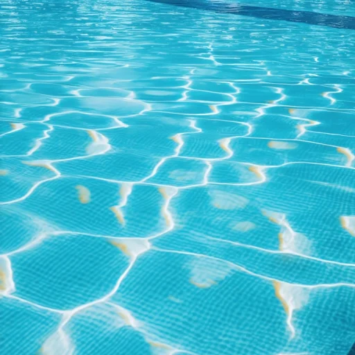 Close up of a newly resurfaced swimming pool with clear water in daylight
